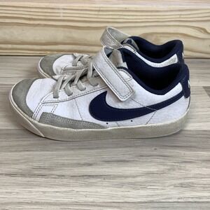 Nike Boys Blazer Low 77 US 13.5C White Navy Leather Sneaker Shoe DA4075-120